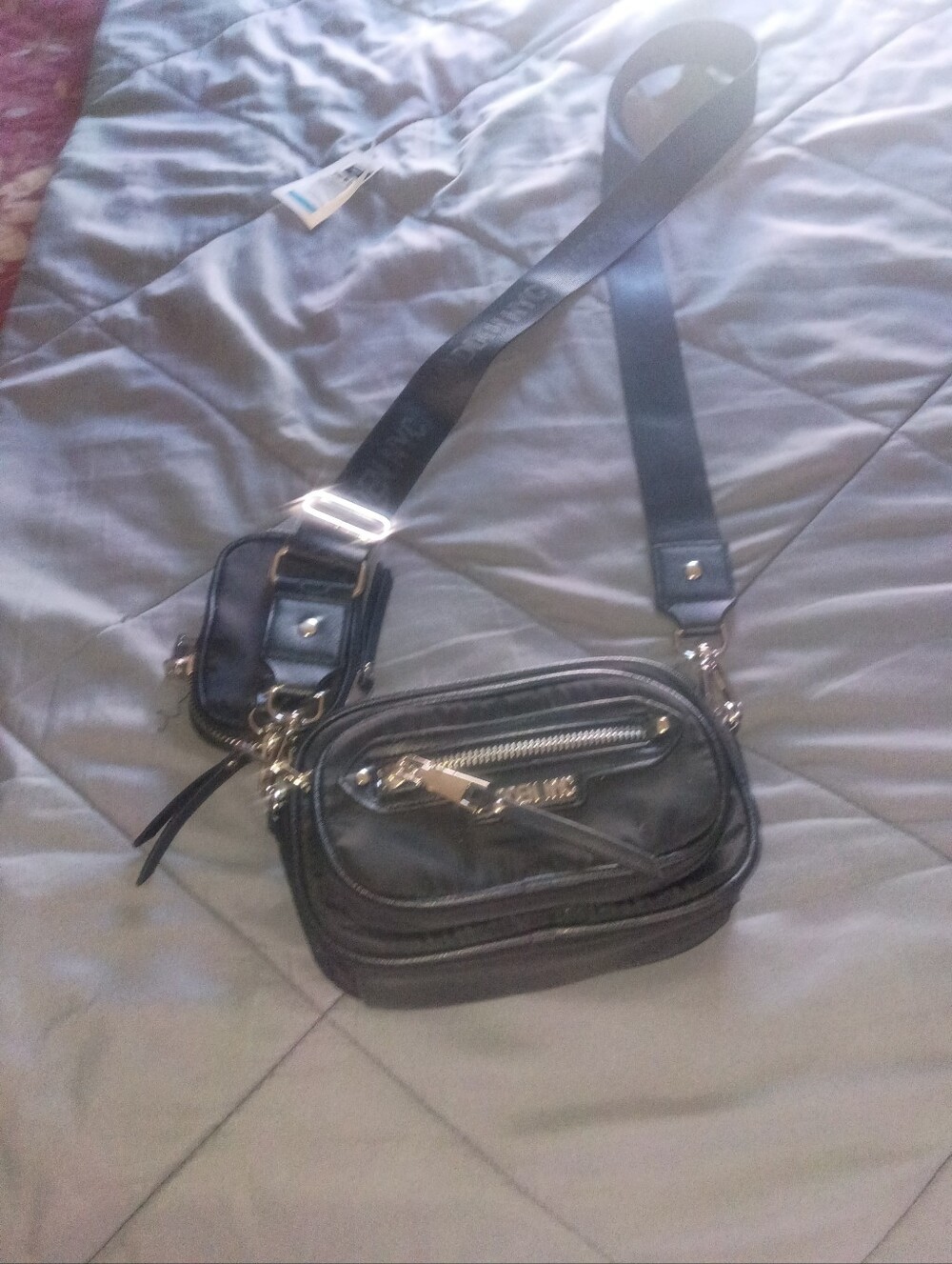 Women's Black Crossbody Steve Madden Bag with Detachable Strap